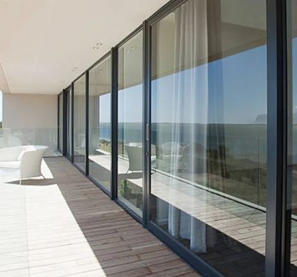 Profiles de aleación de aluminio insonorizado de ventana de vidrio delgada a prueba de huracanes puerta corredera de patio de vidrio