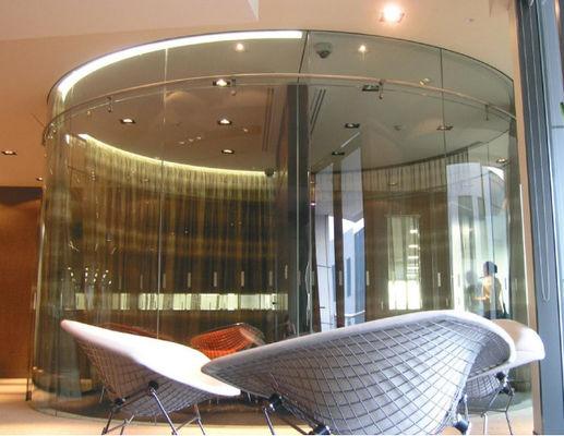 12.76mm Vidrio curvo laminado y endurecido transparente Paneles fijos y deslizantes Partición de oficina